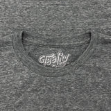 Gray t-shirt with 'Tee Luv' logo on the collar