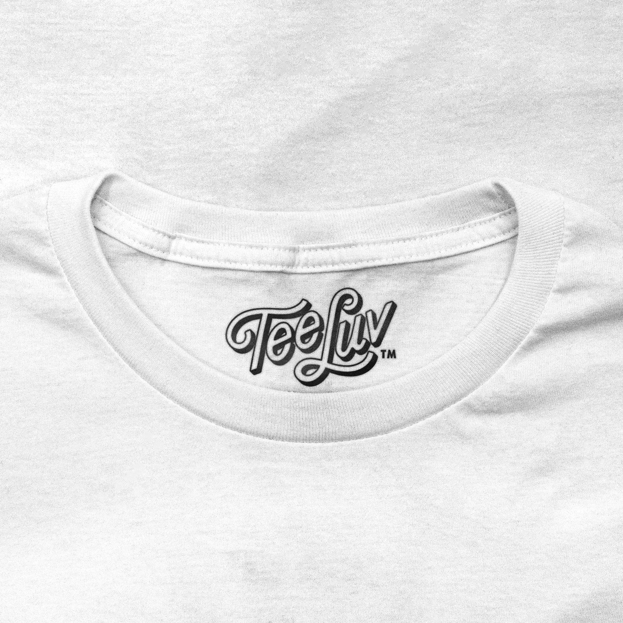 White t-shirt with 'Tee Luv' logo on the collar