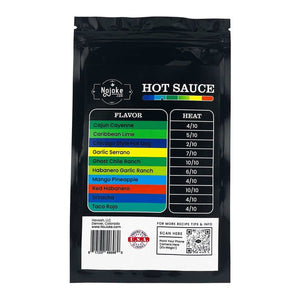 10 Sample Hot Sauces and Condiments Back Package