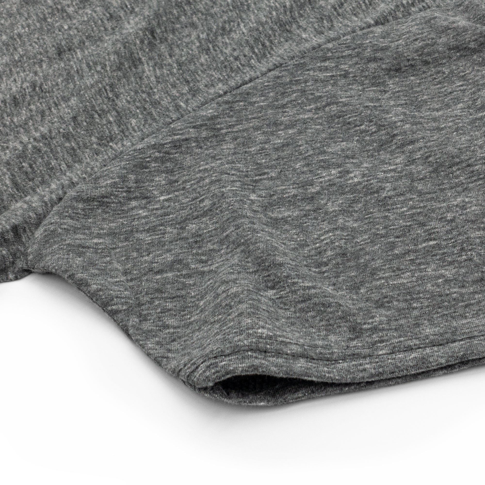 Close-up of gray fabric texture on a white background