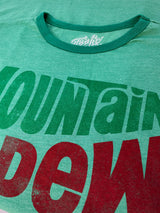 Green t-shirt with red and white text on a green background