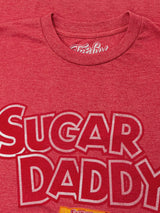 Red t-shirt with 'SUGAR DADDY' text and a logo on a red background