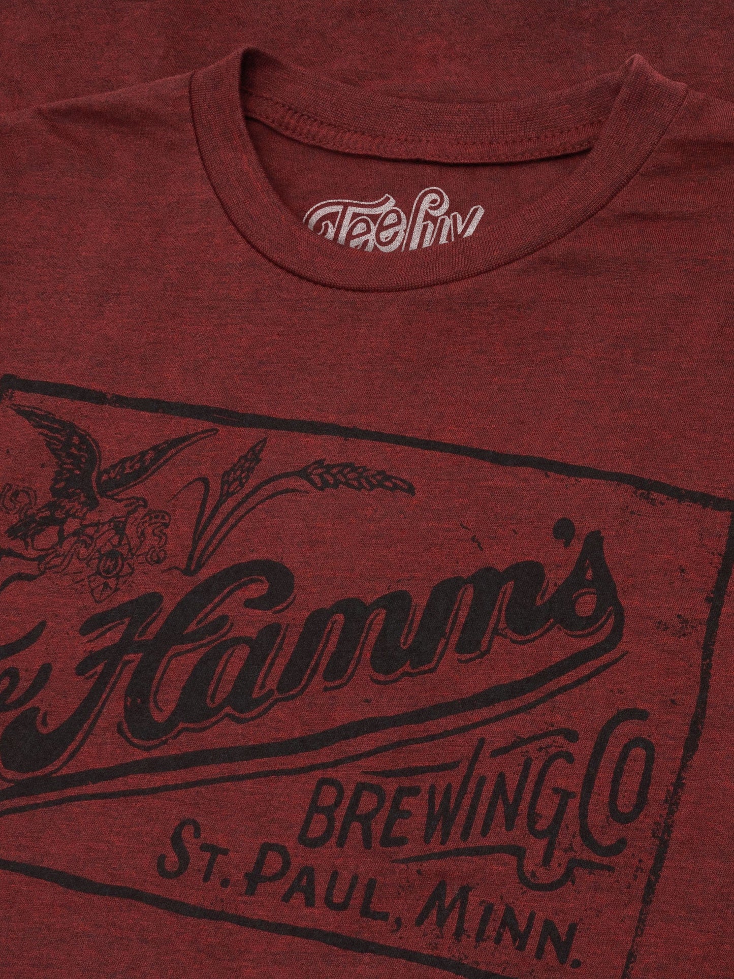 Red t-shirt with Hamm's Brewing Co logo on a red background