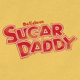 Red text 'Delicious Sugar Daddy' on a yellow background