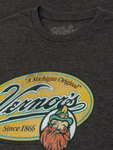 Dark gray t-shirt with Vermois logo featuring a cartoon character and text.