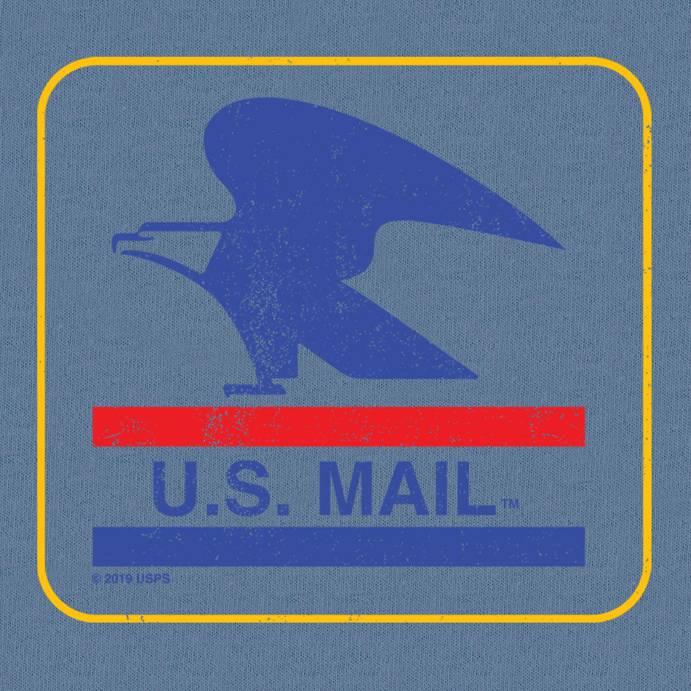 US Mail logo with blue eagle silhouette on a blue background