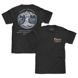 Black t-shirt with Coors logo and mountain graphic on a white background
