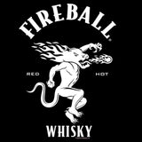 Fireball Whisky logo with a white dragon-like creature on a black background