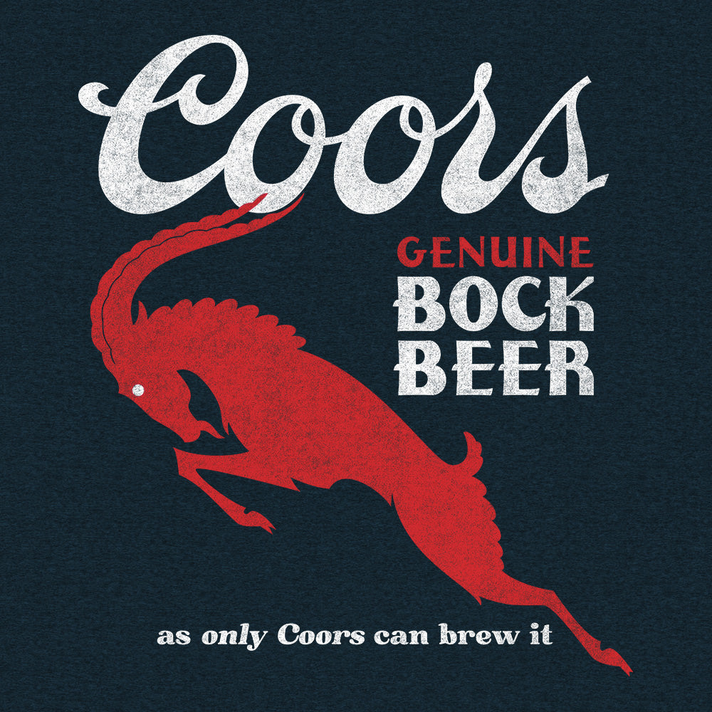 Coors Genuine Bock Beer logo with red stag silhouette on a dark background