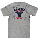 Gray t-shirt with Coors Banquet Rodeo logo on the back