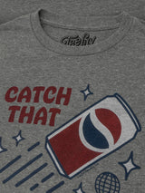 Gray t-shirt with 'Catch That' and Pepsi logo design on a plain background