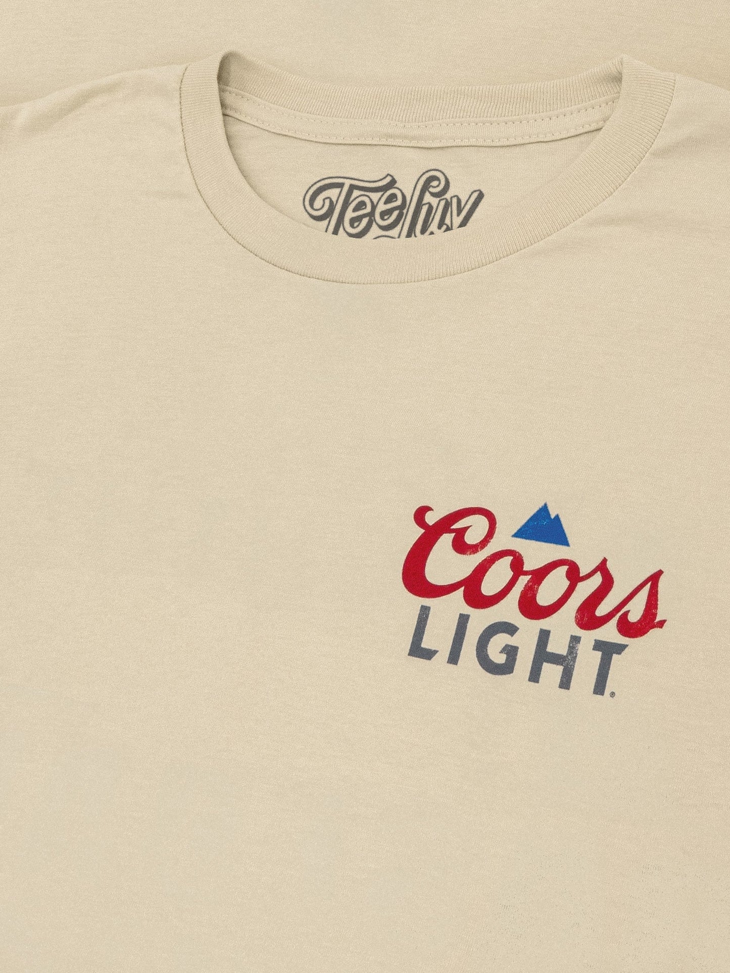 Beige t-shirt with Coors Light logo on a beige background