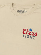 Beige t-shirt with Coors Light logo on a beige background