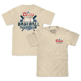 Beige t-shirt with Coors Light Baseball League design on front and back