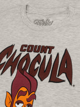 Gray t-shirt with 'Count Chocula' graphic and Teefly logo