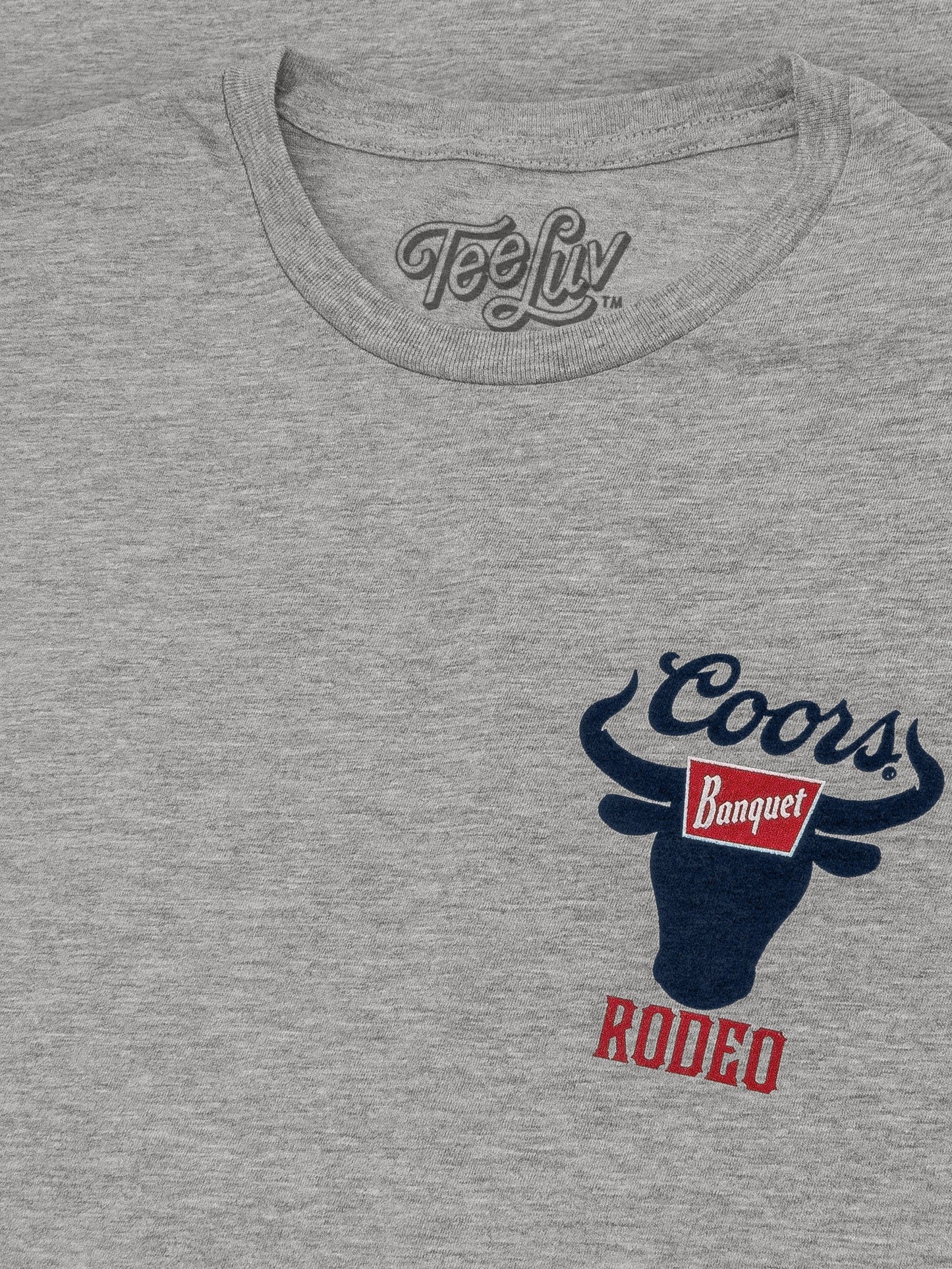Gray t-shirt with Coors Banquet Rodeo logo on a plain background