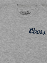 Gray t-shirt with 'Coors' logo on a gray background
