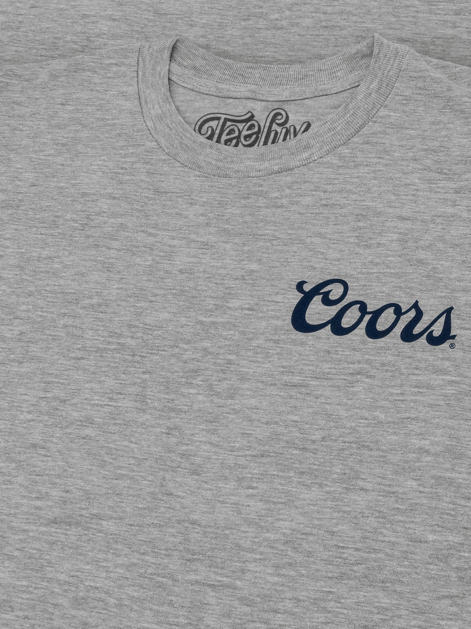 Gray t-shirt with 'Coors' logo on a gray background