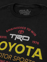 Black t-shirt with Toyota TRD logo and text on a black background