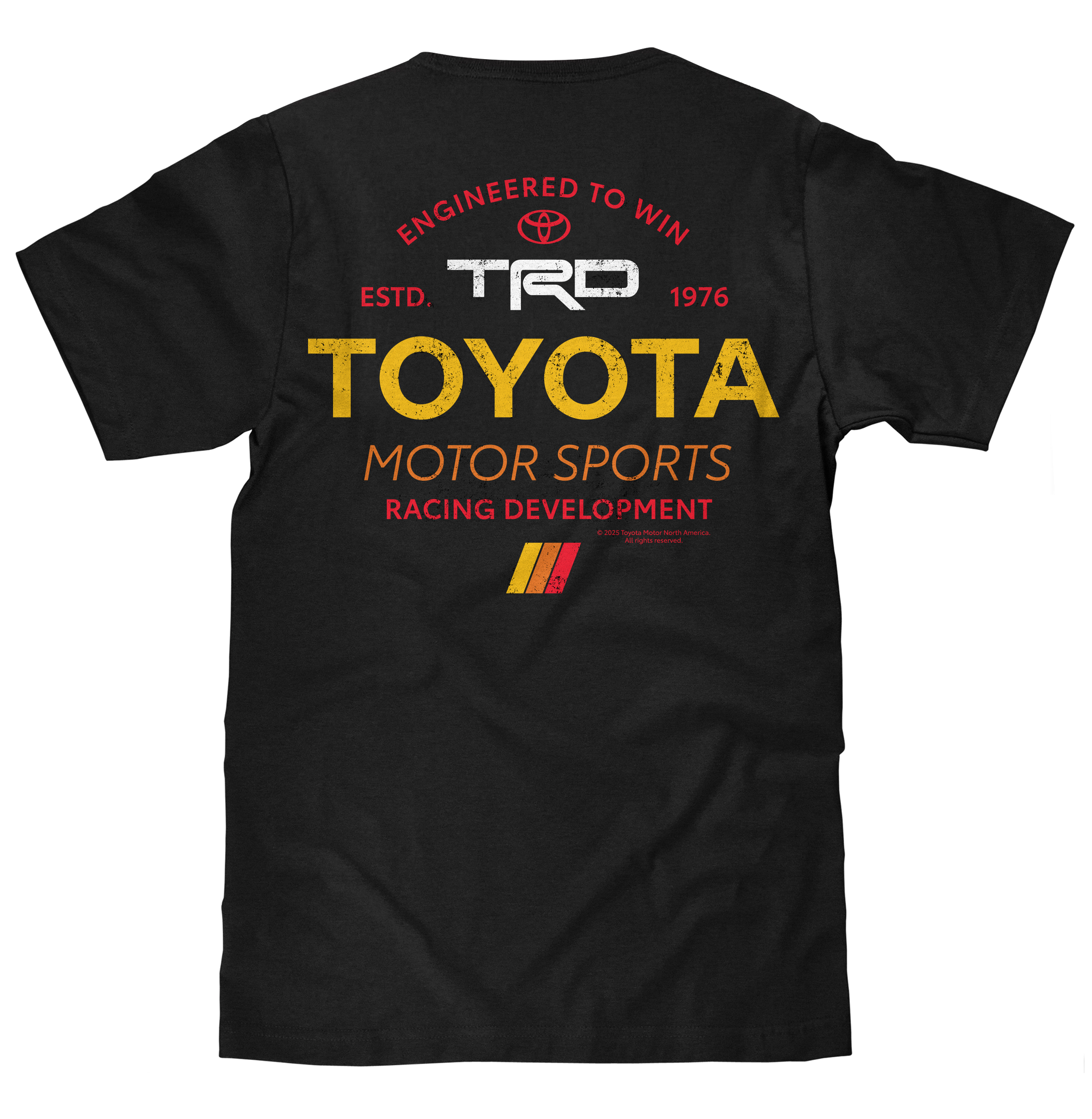 Black t-shirt with Toyota and TRD branding on a white background