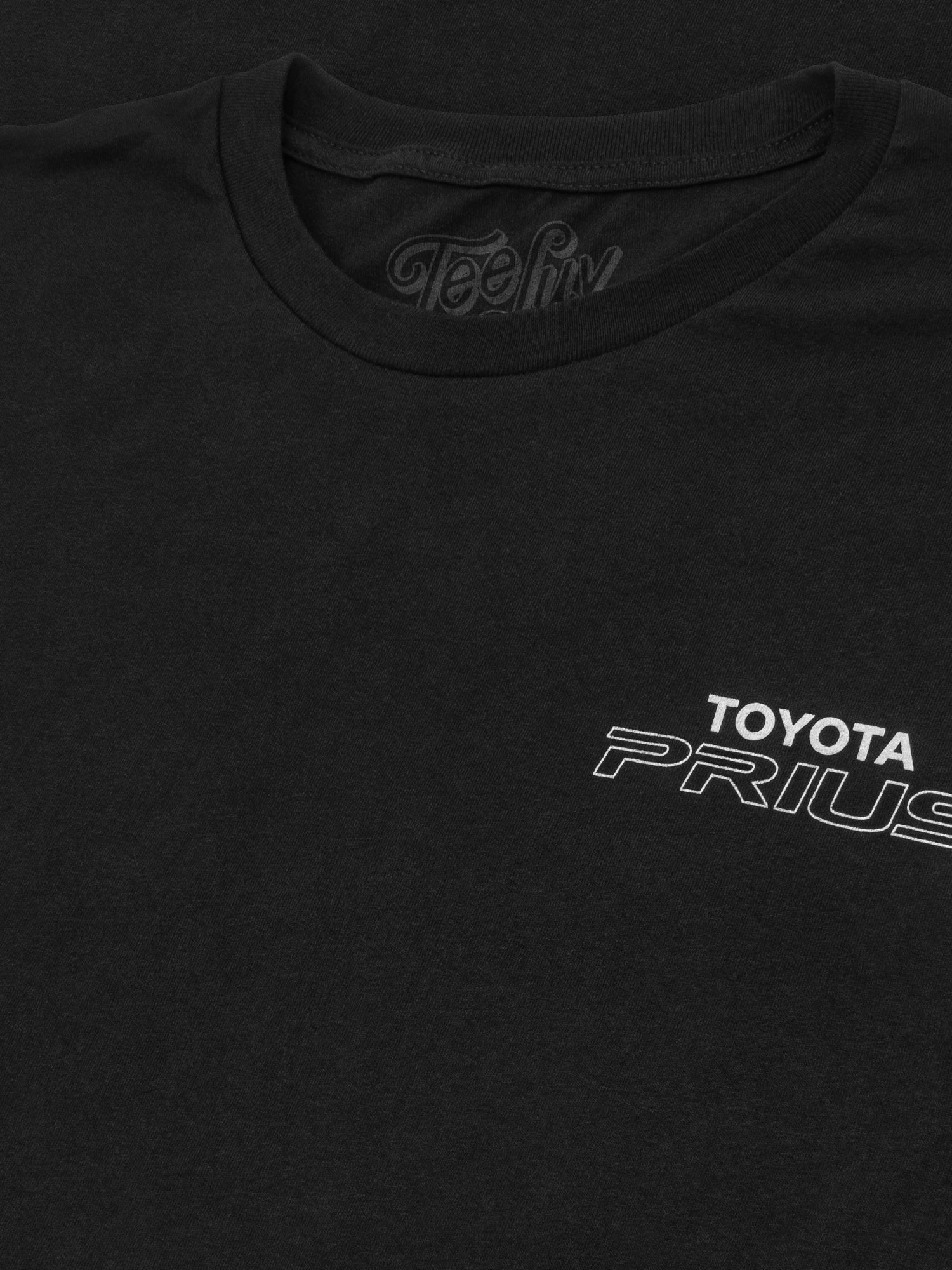 Black t-shirt with Toyota Prius logo on a black background