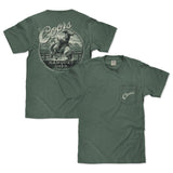 Green t-shirt with Coors Banquet Beer graphic on a white background