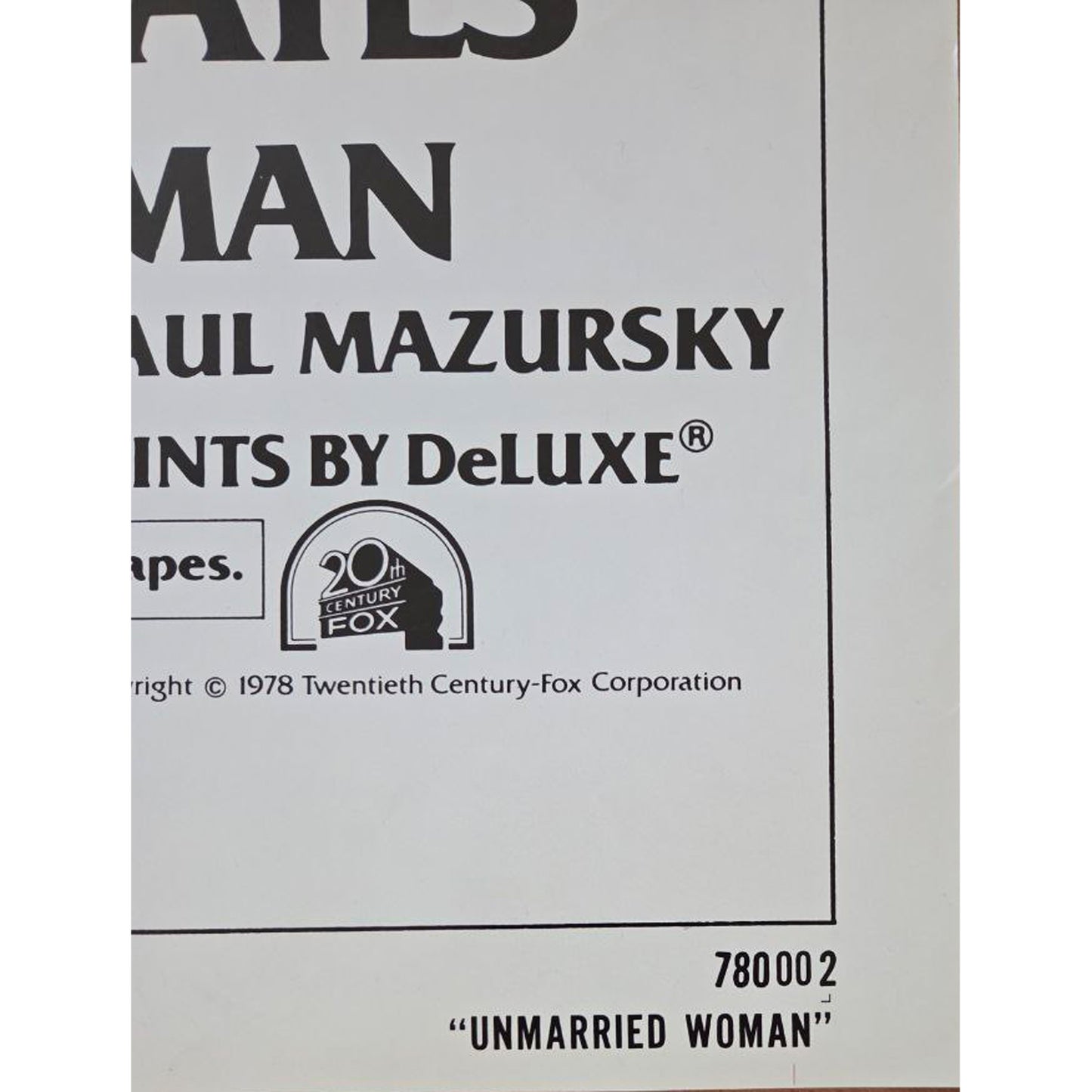 An Unmarried Woman (1978) Vintage Movie Poster