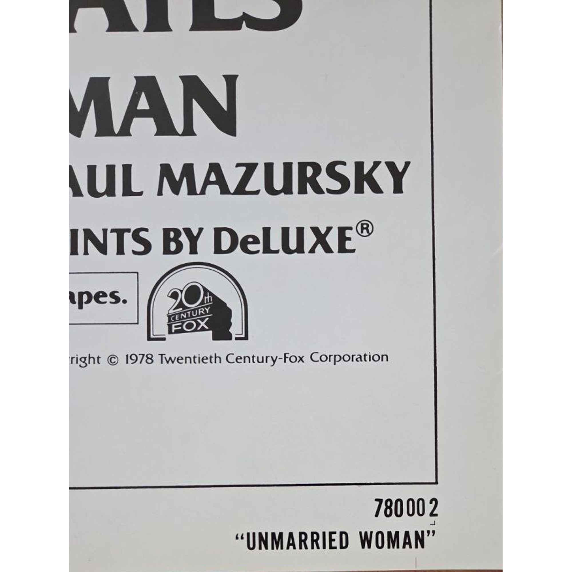 An Unmarried Woman (1978) Vintage Movie Poster
