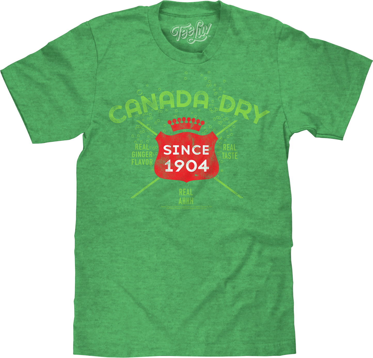 Green t-shirt with Canada Dry logo on a white background