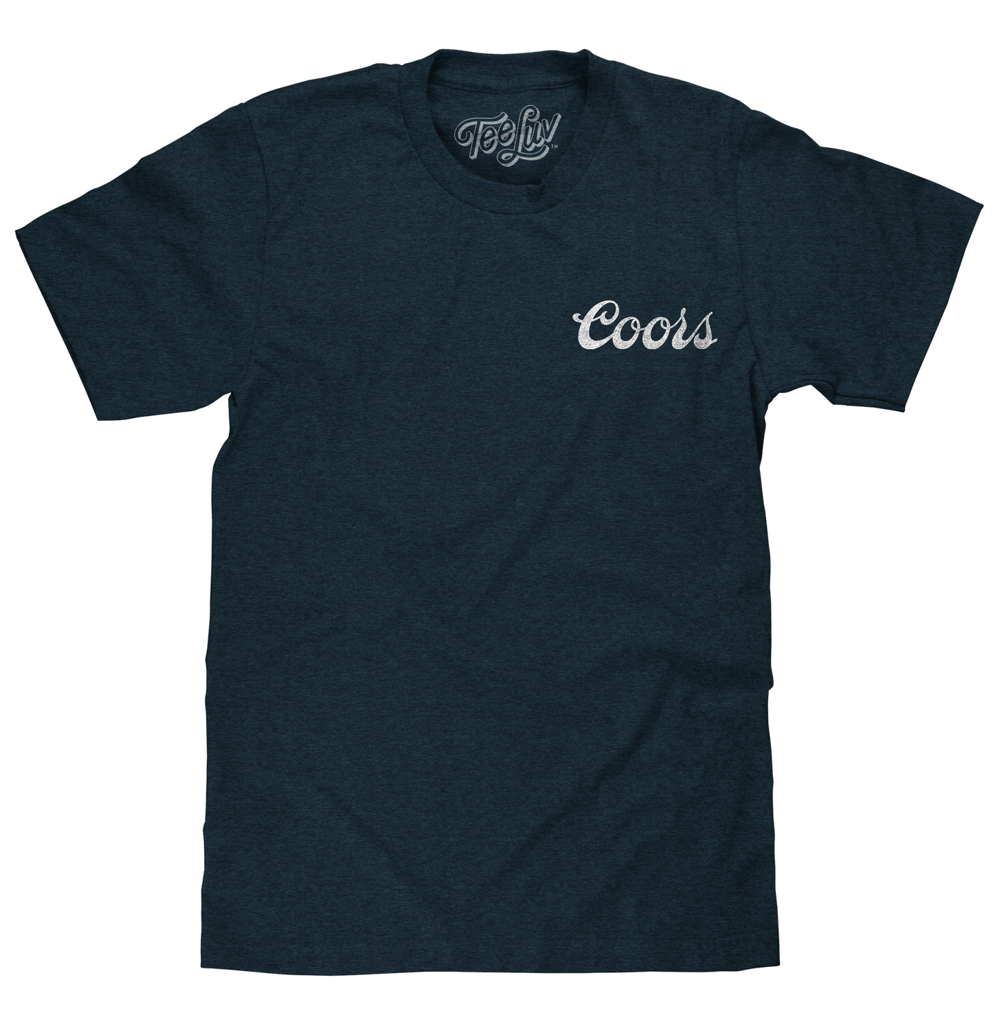 Black t-shirt with 'Coors' logo on a white background