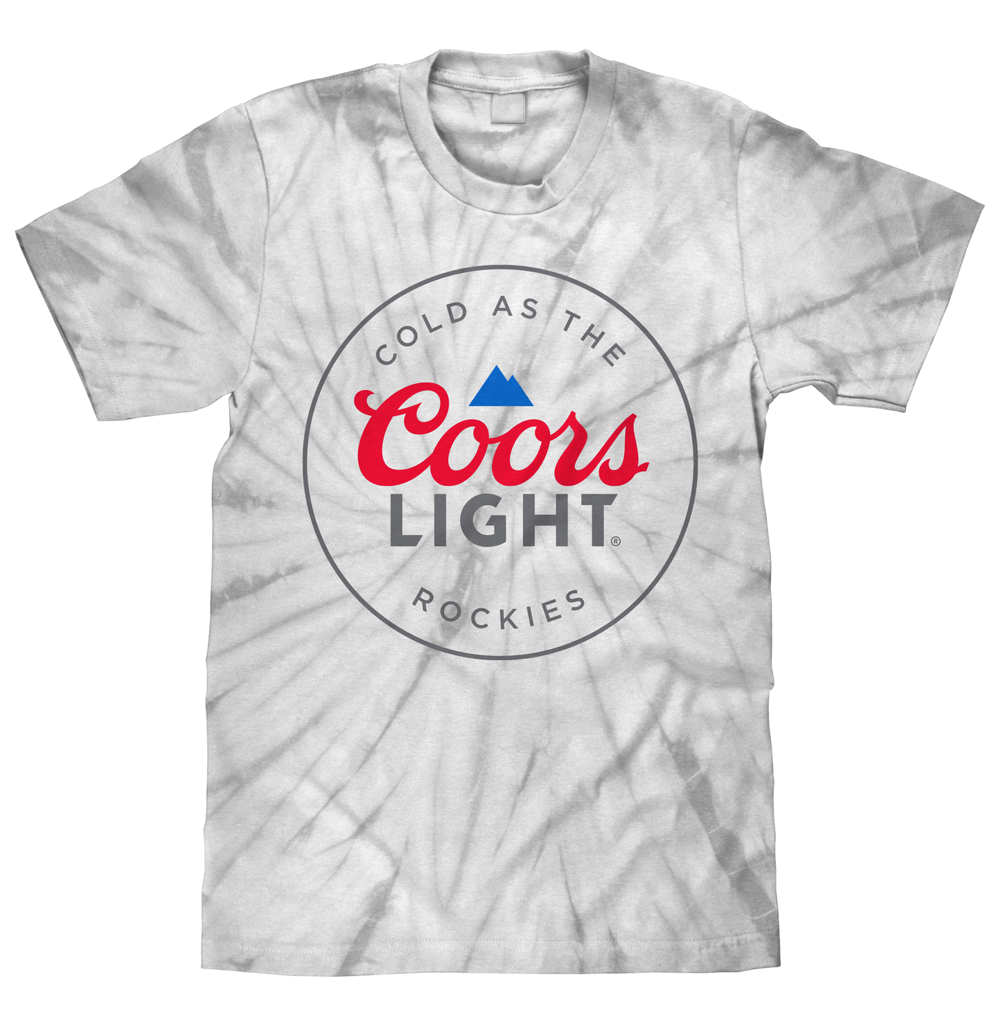 Tie-dye t-shirt with Coors Light logo on a white background
