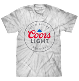 Tie-dye t-shirt with Coors Light logo on a white background