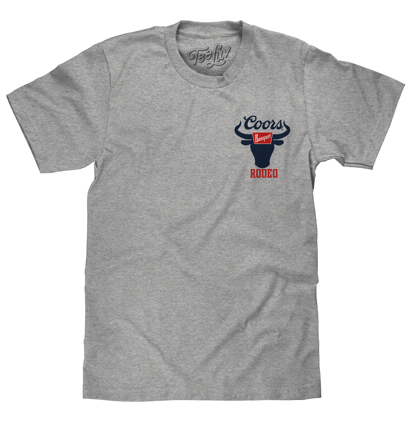 Gray t-shirt with Coors logo on a white background