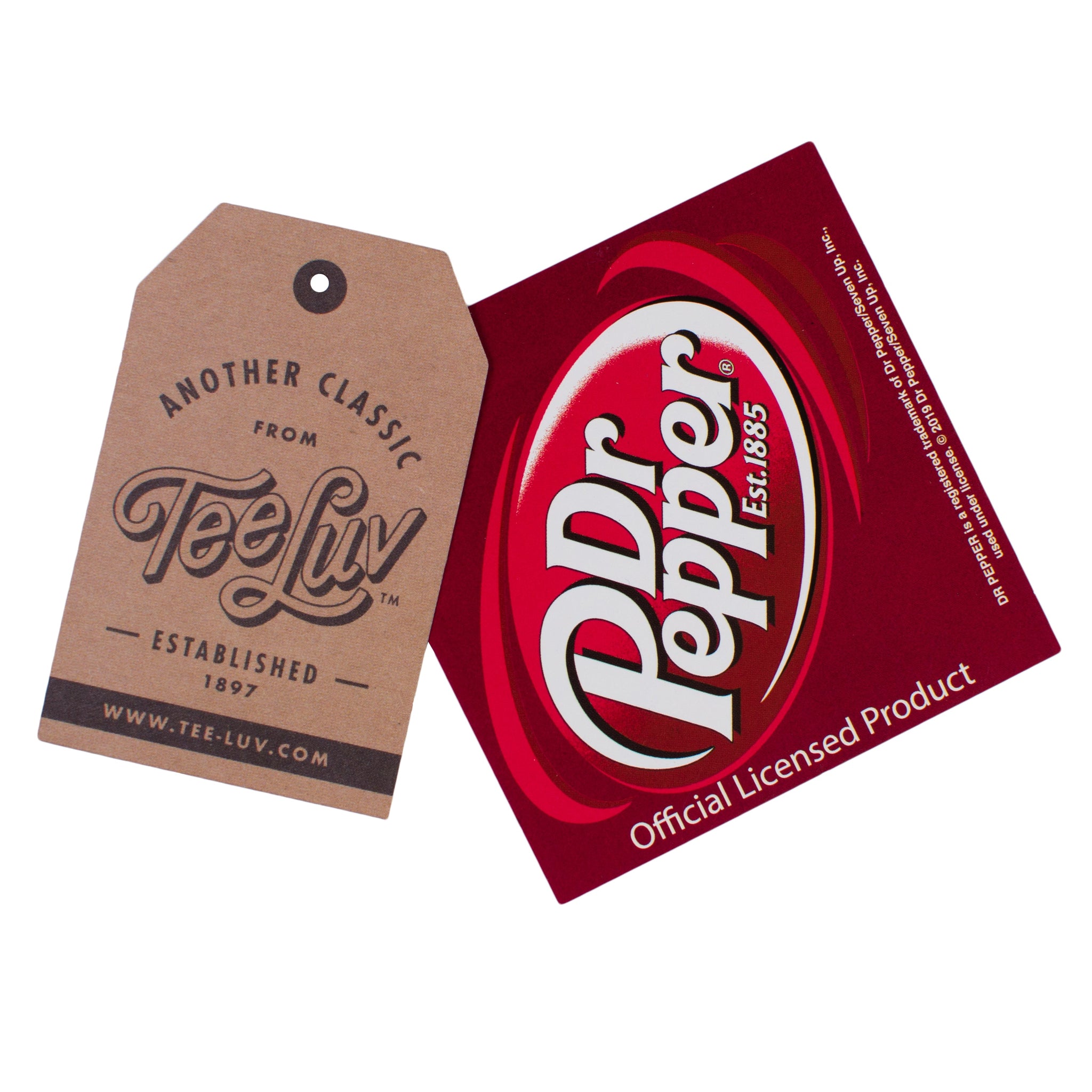 Dr Pepper branded product with a Tete Luv tag on a white background