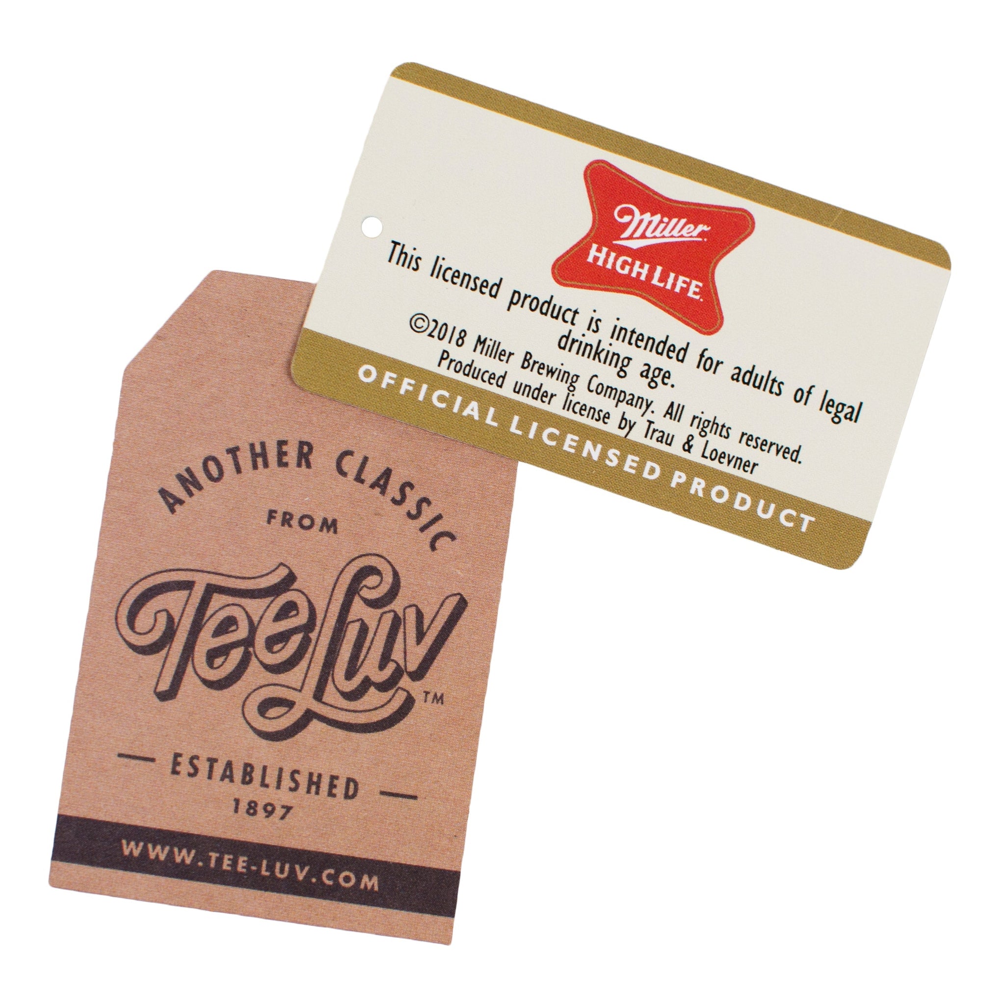 Miller High Life branded product with Tee Luv packaging on a white background