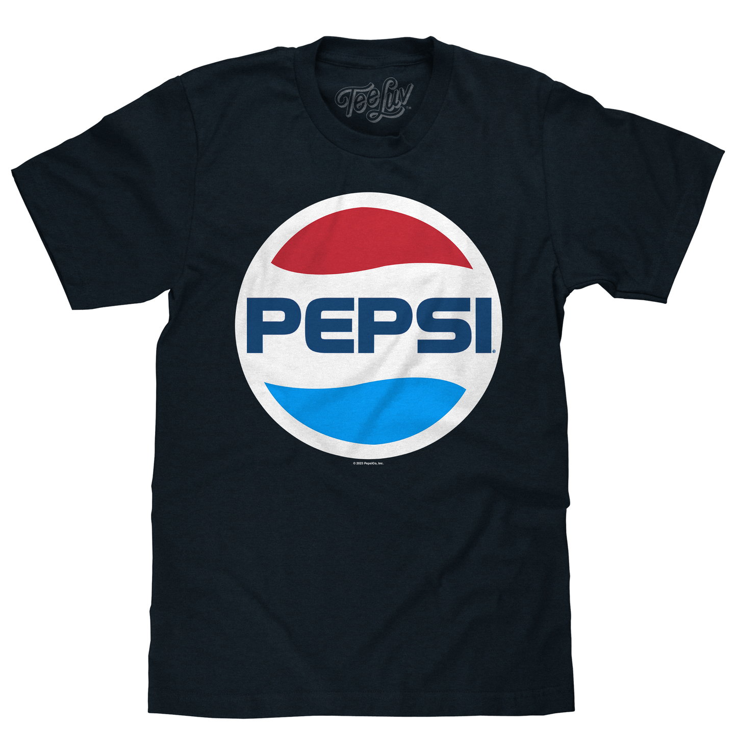 Black t-shirt with Pepsi logo on a white background