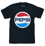 Black t-shirt with Pepsi logo on a white background