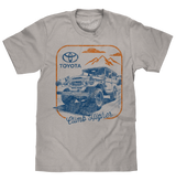 Gray t-shirt with Toyota graphic and 'Climb Higher' text on a white background