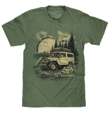Green t-shirt with Toyota Land Cruiser graphic on a white background