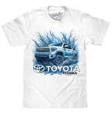 White t-shirt with Toyota Tundra graphic design on a white background