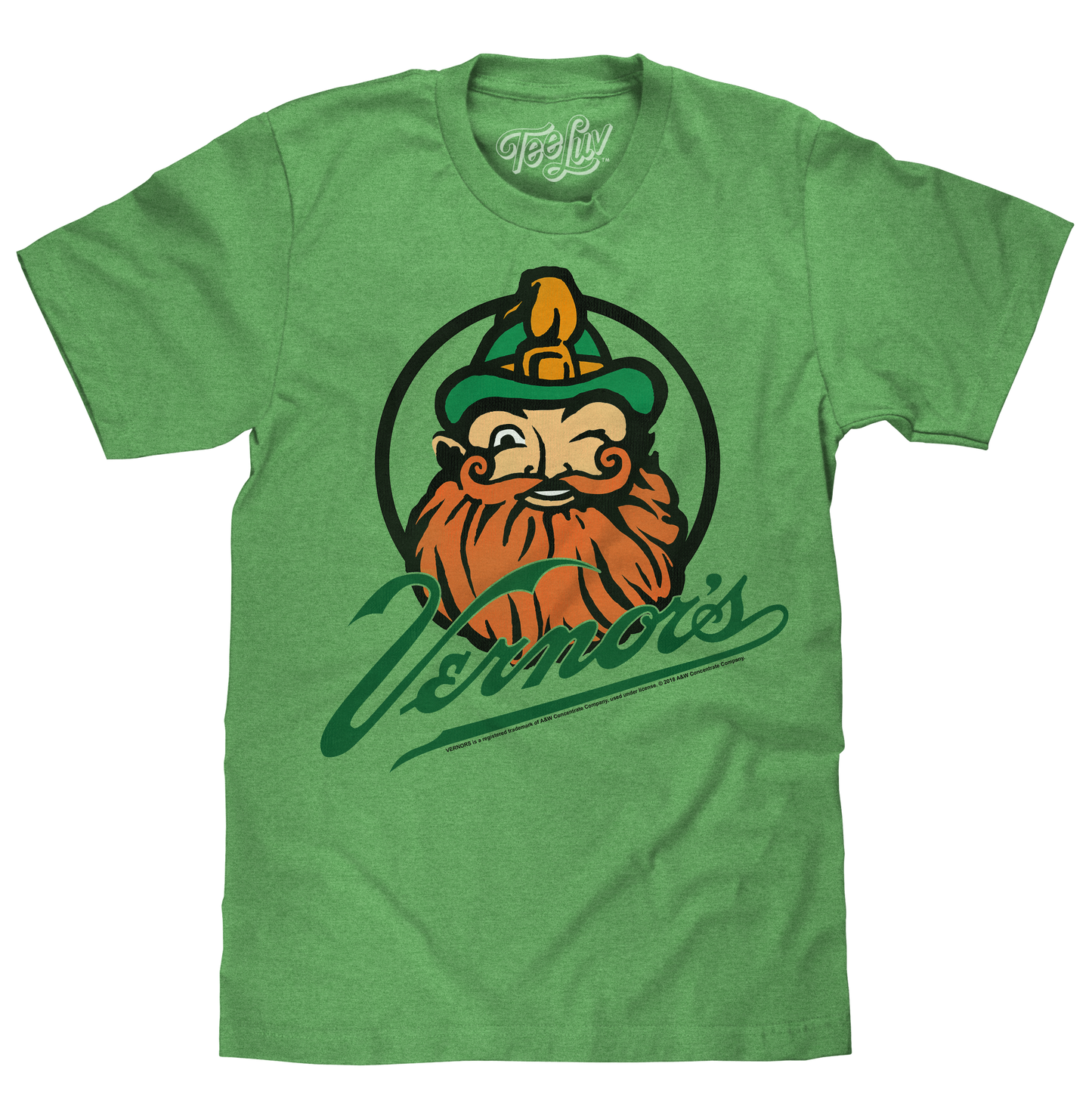 Green t-shirt with a graphic of a wizard and 'Vermont' text on a white background