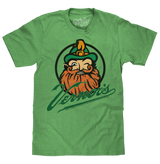 Green t-shirt with a graphic of a wizard and 'Vermont' text on a white background