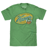 Green t-shirt with a logo on a white background