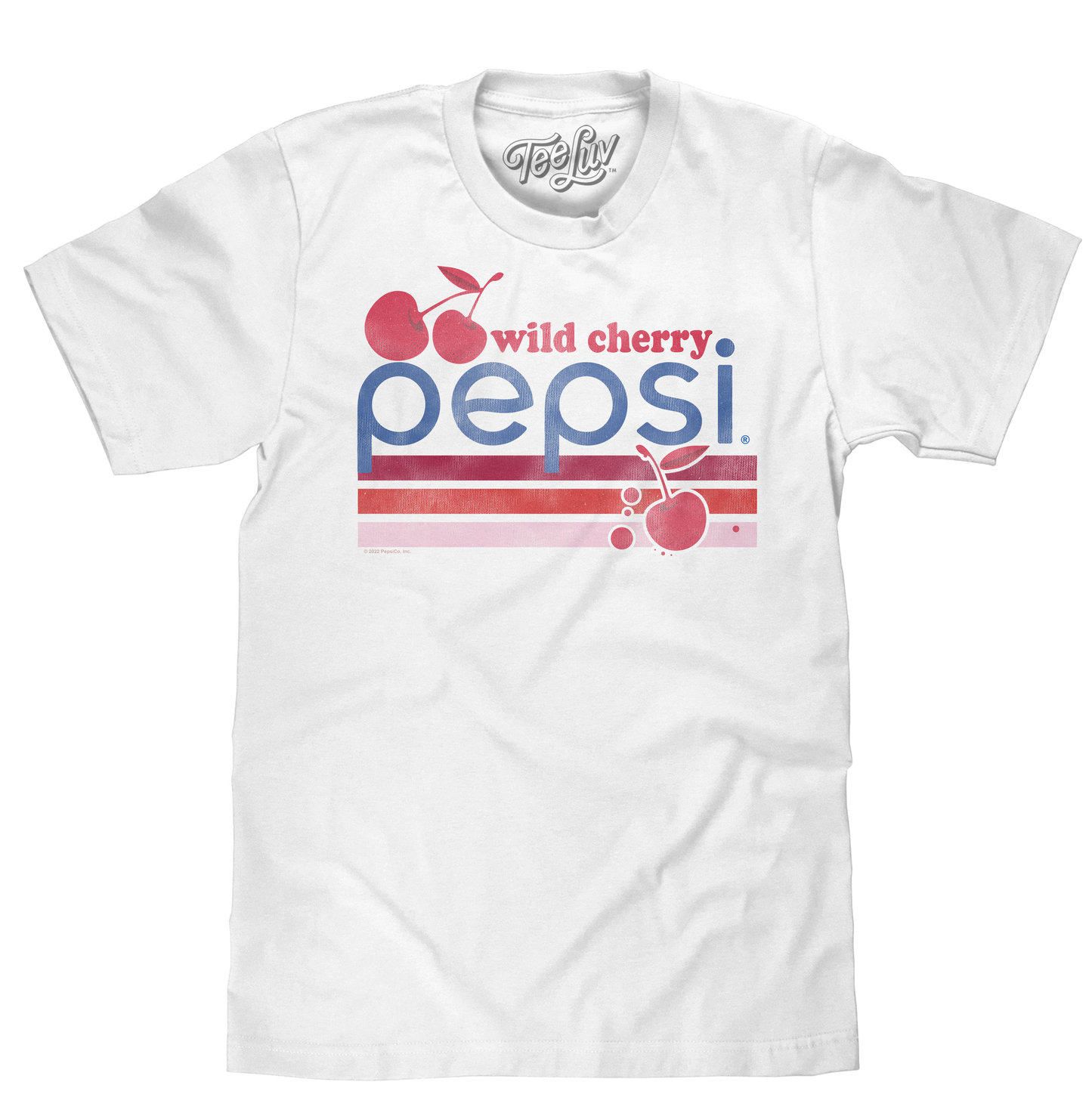 White t-shirt with Pepsi wild cherry logo on a white background
