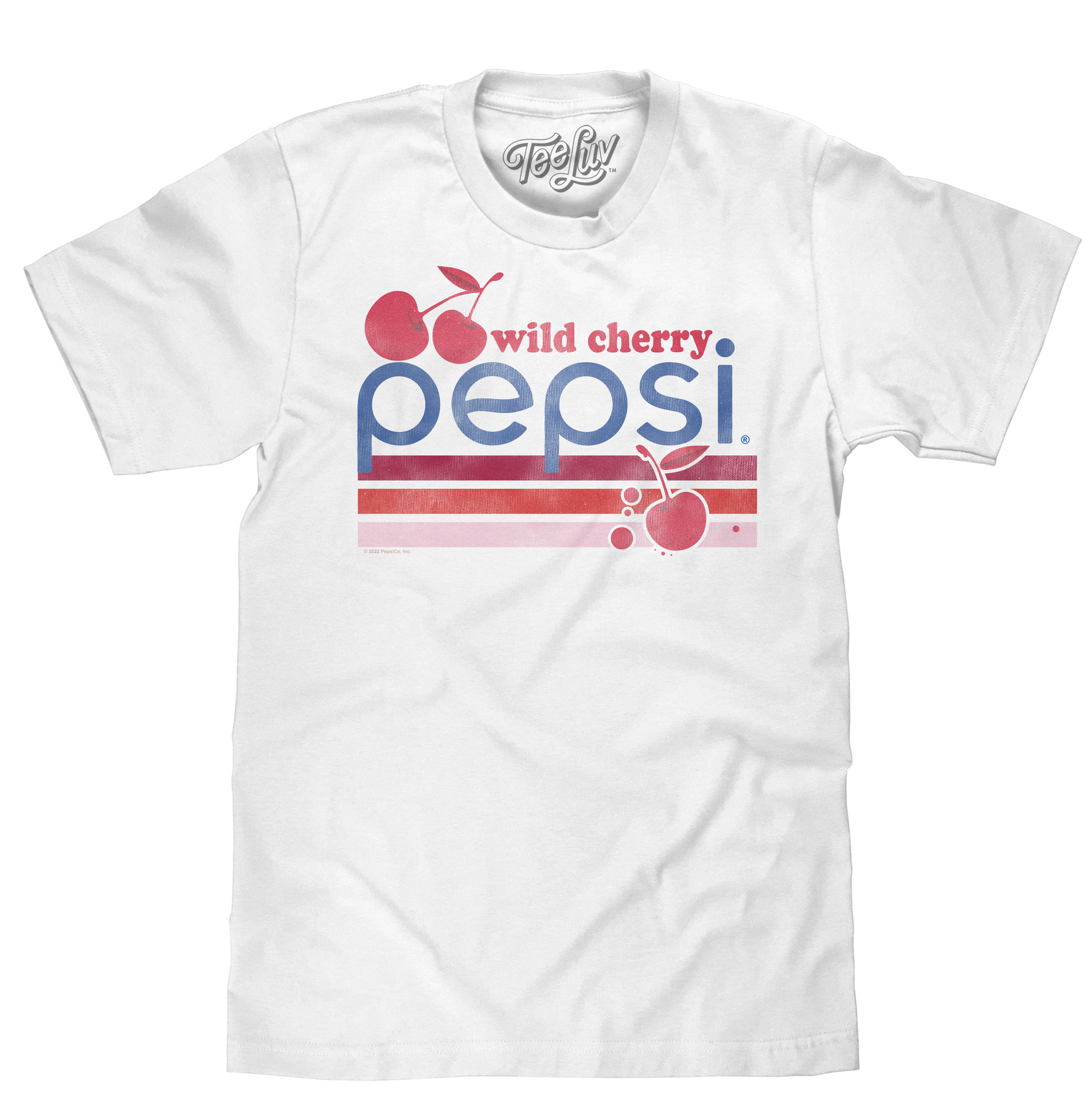 White t-shirt with Pepsi wild cherry logo on a white background