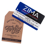Zima branded product packaging with Tee Luv label on a white background