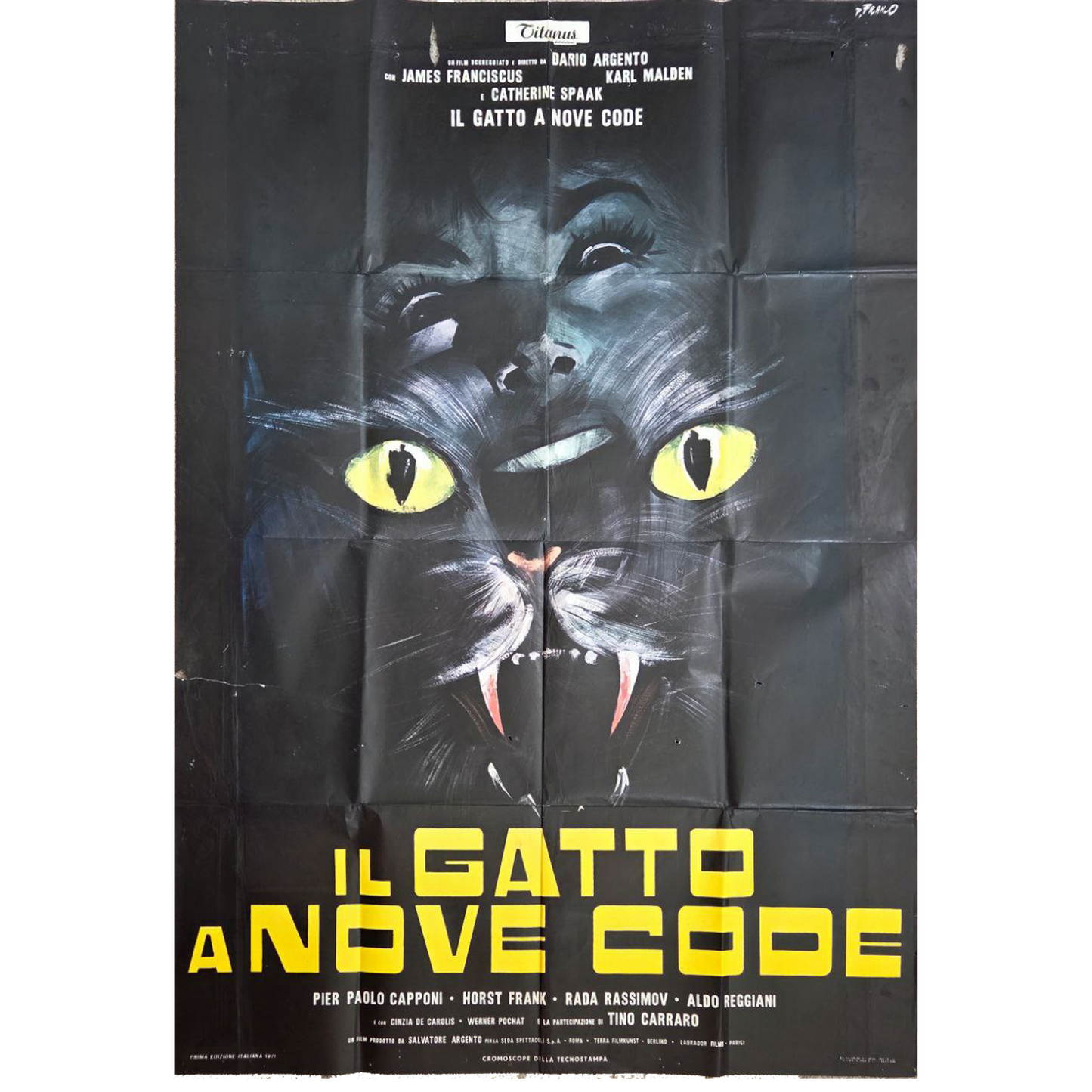 Il Gatto a Nove Code (1971) Original Italian 2-Fogli Poster