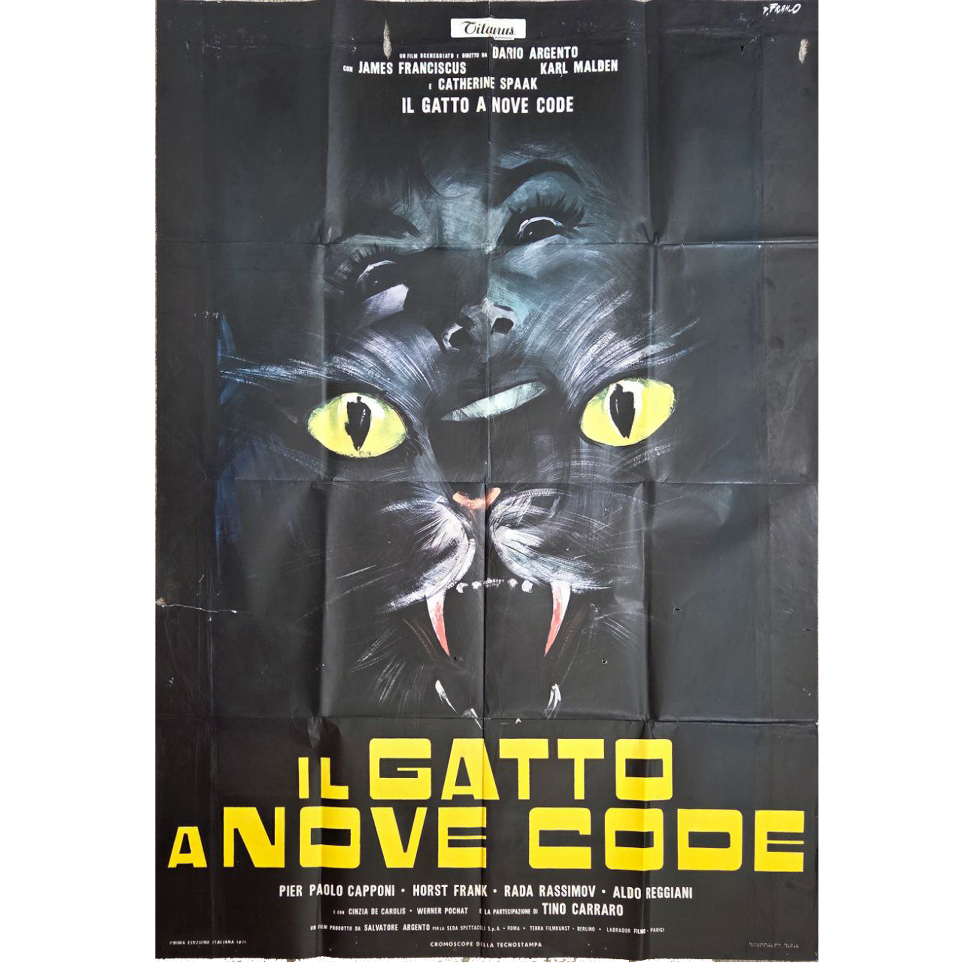 Il Gatto a Nove Code (1971) Original Italian 2-Fogli Poster